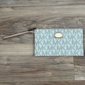 Michael Kors Light Gray Logo Wristlet